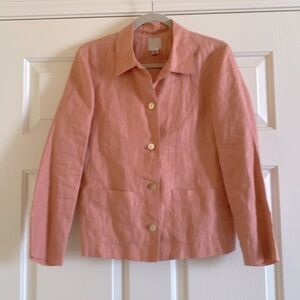 GAP Linen Blazer Blouse Women’s S Peach/Pink Pockets Lagenlook Preppy academia